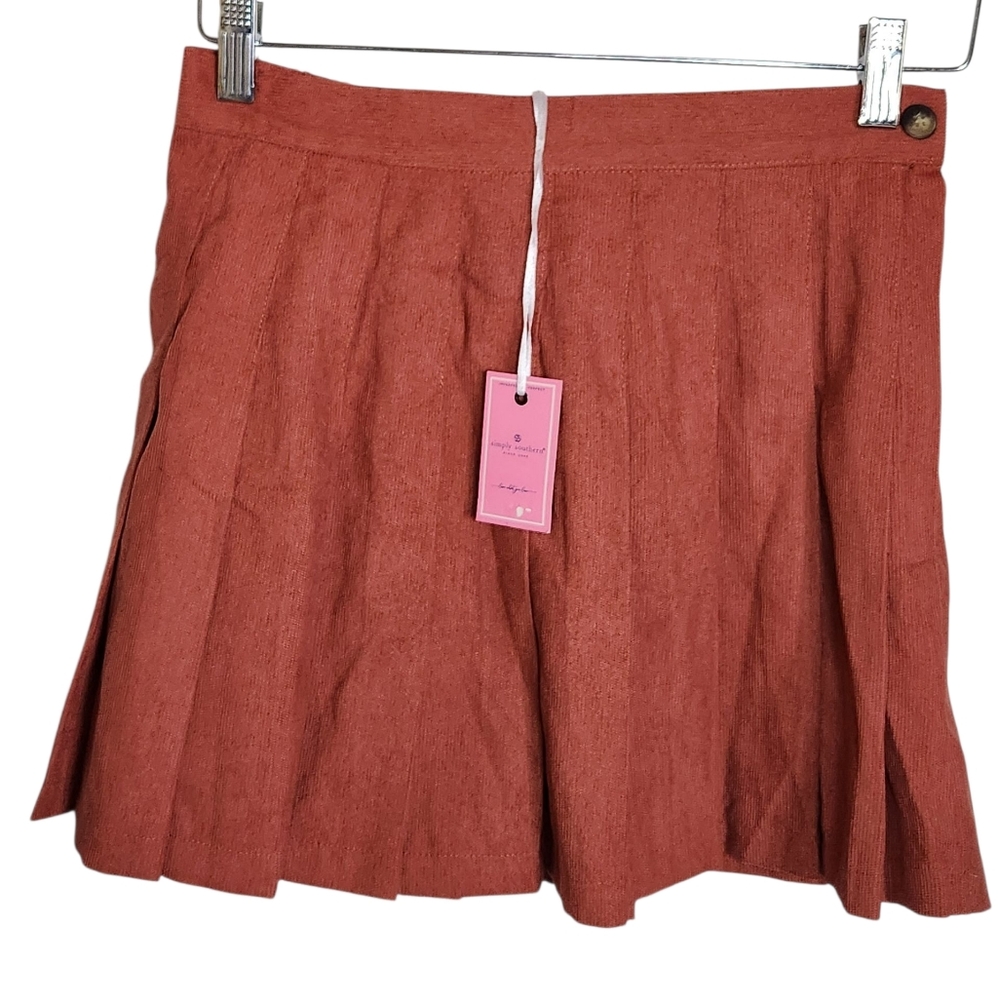 NWT Simply Southern Pleated Mini Skirt - Spice, Size Small. Button Detail